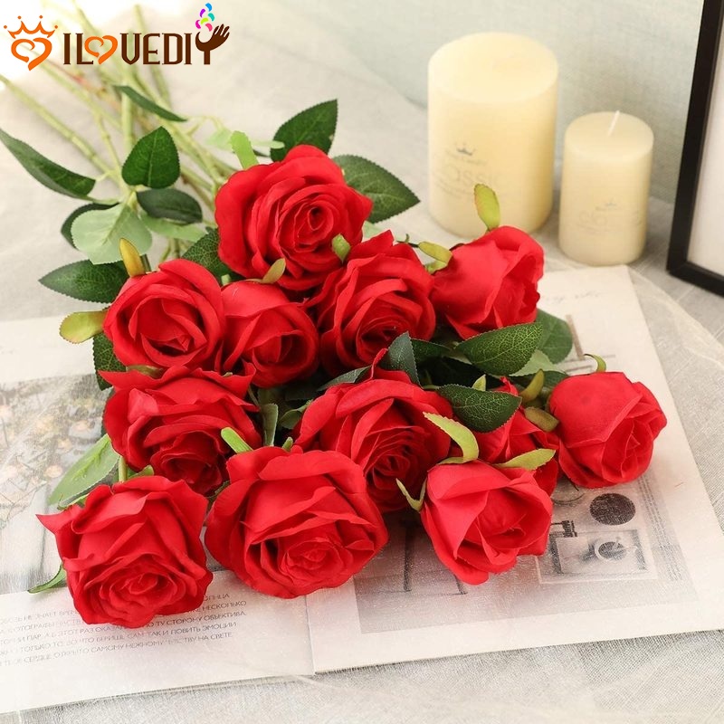 1 bó hoa hồng nhân tạo trang trí nhà cửa/văn phòng/sự kiện/lễ tình nhân DIY