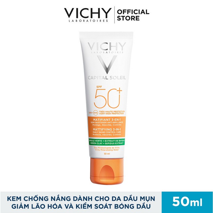 Bộ sản phẩm chăm sóc &amp; bảo vệ da dầu mụn VICHY Capital Soleil Mattifying