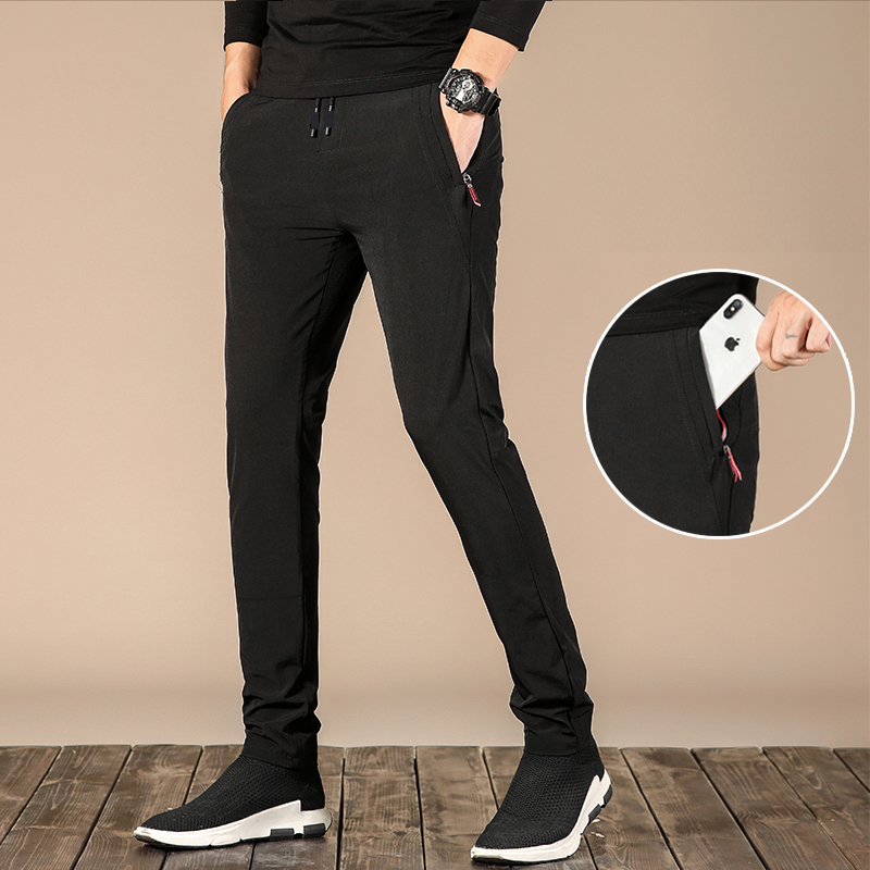 Men's pants thin casual pants sports feet elasticity quick-drying business suits