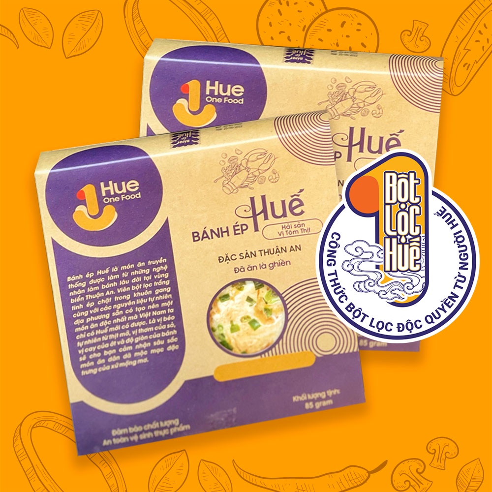Bánh ép Huế HUE ONE FOOD vị tôm thịt hải sản size lớn chính hãng hộp 65g