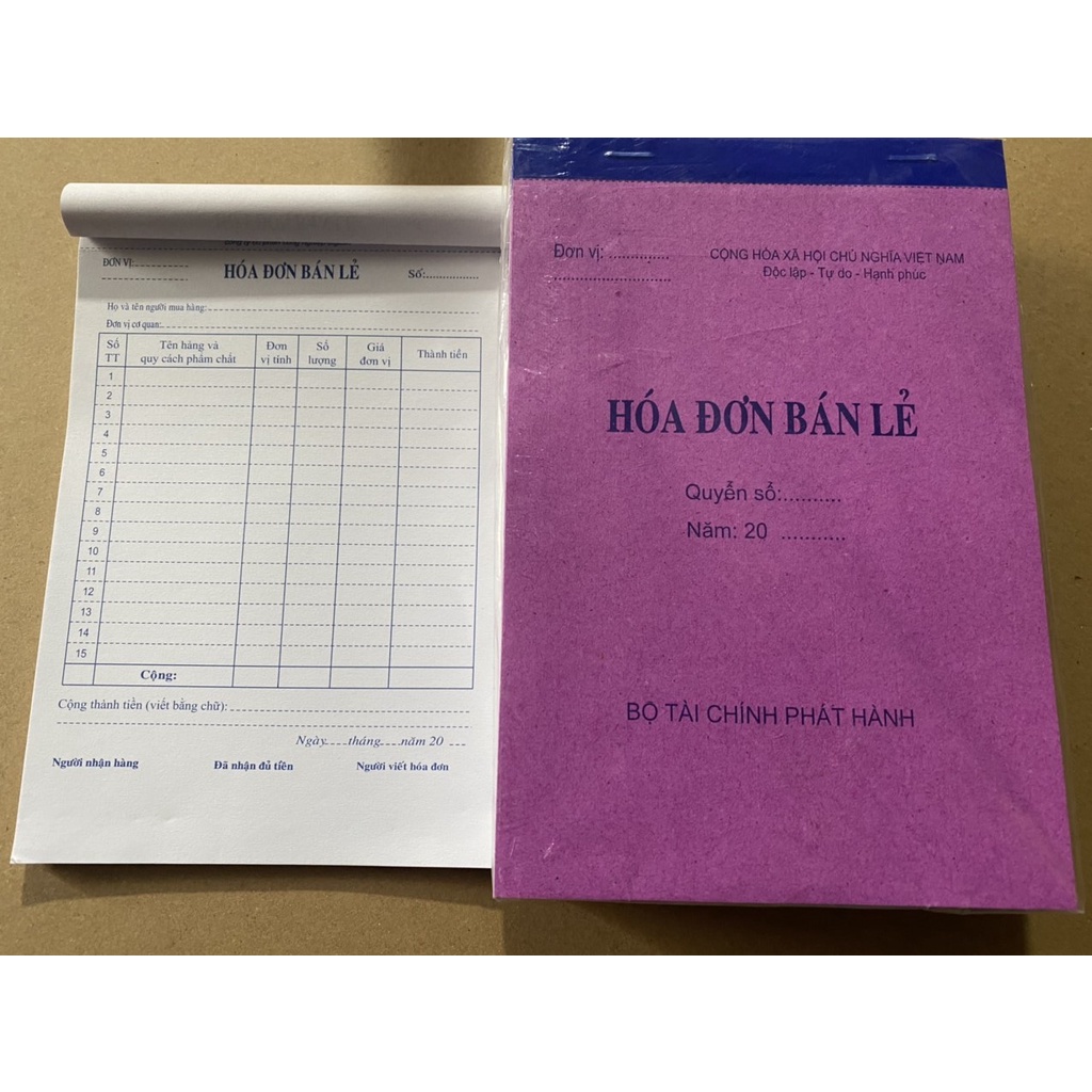 10 Quyển hoá đơn bán lẻ 1 liên