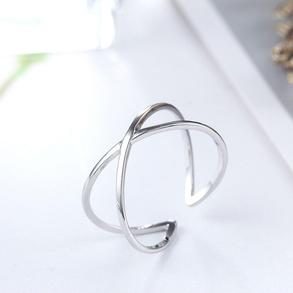 QQMALL Nhẫn Thiết Kế Chữ X Có Thể Điều Chỉnh Kích Cỡ
