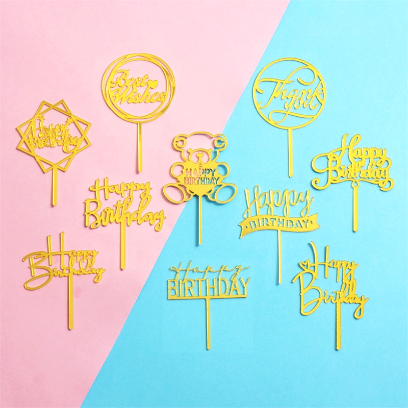 Bộ 10 Que Cắm Trang Trí Bánh Kem Chữ Happy Birthday