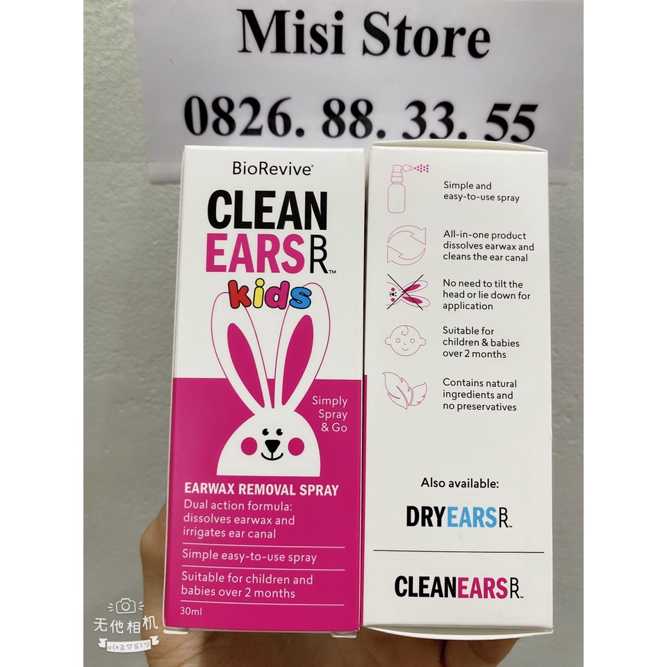 Xịt Tan Ráy Tai Cho Bé Cleanears Kids 30ml, hàng Úc
