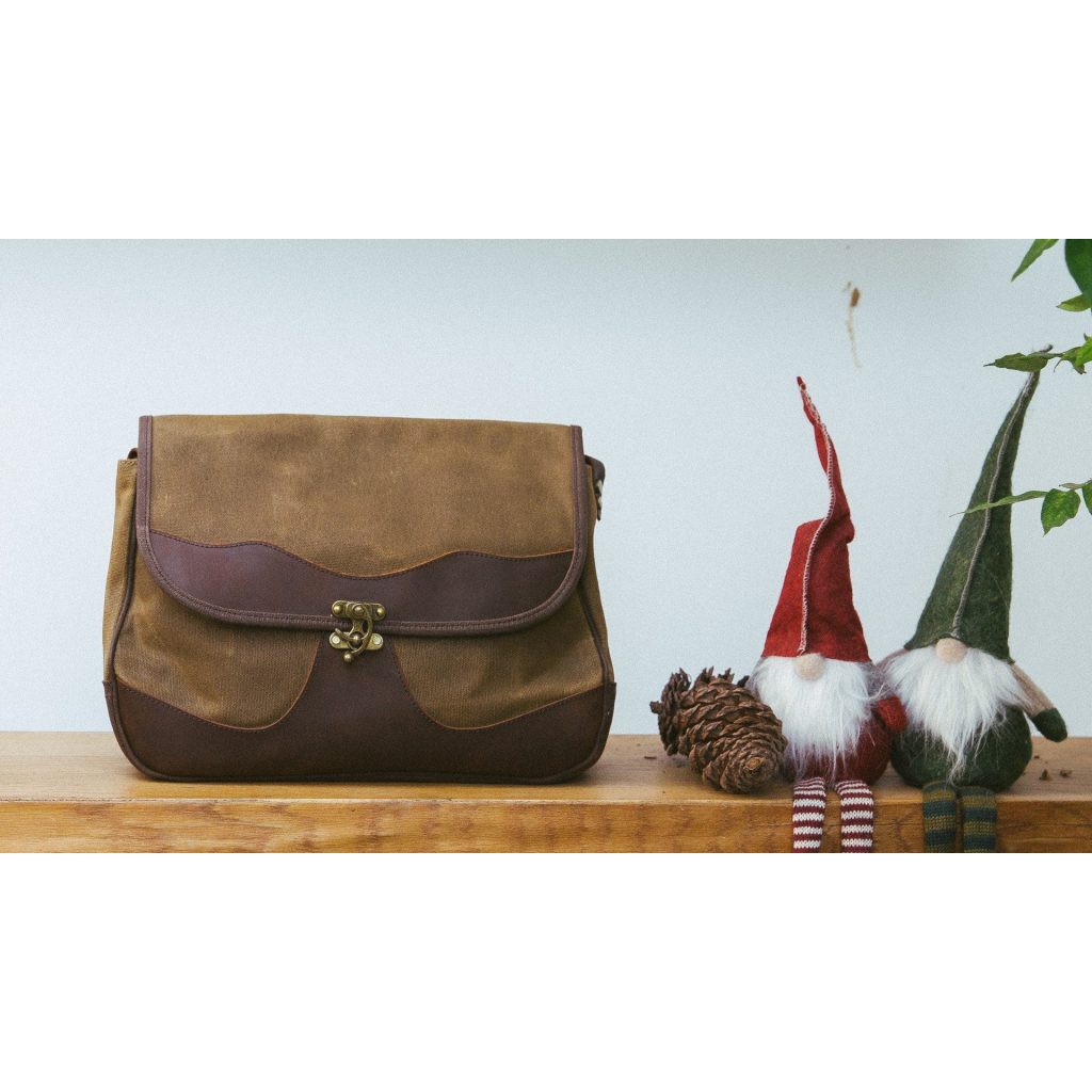 Túi xách Vintage vải canvas sáp dầu, da bò sáp – BUTTERFLY