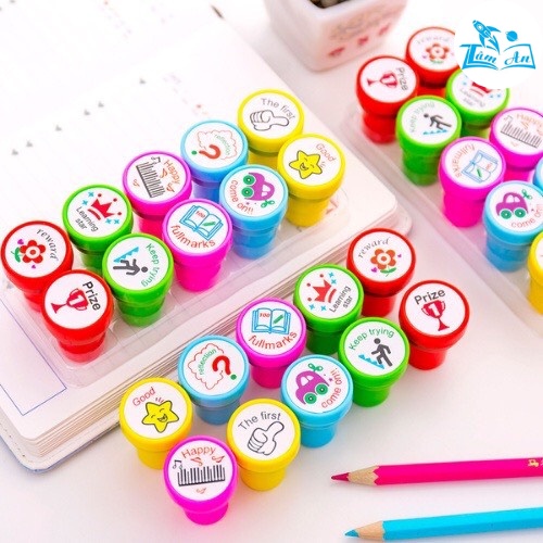 Con Dấu Khen Thưởng Tiếng Anh/Siêu Nhân DIY Tiện Dụng Khuyến Khích Trẻ Em Học Tập