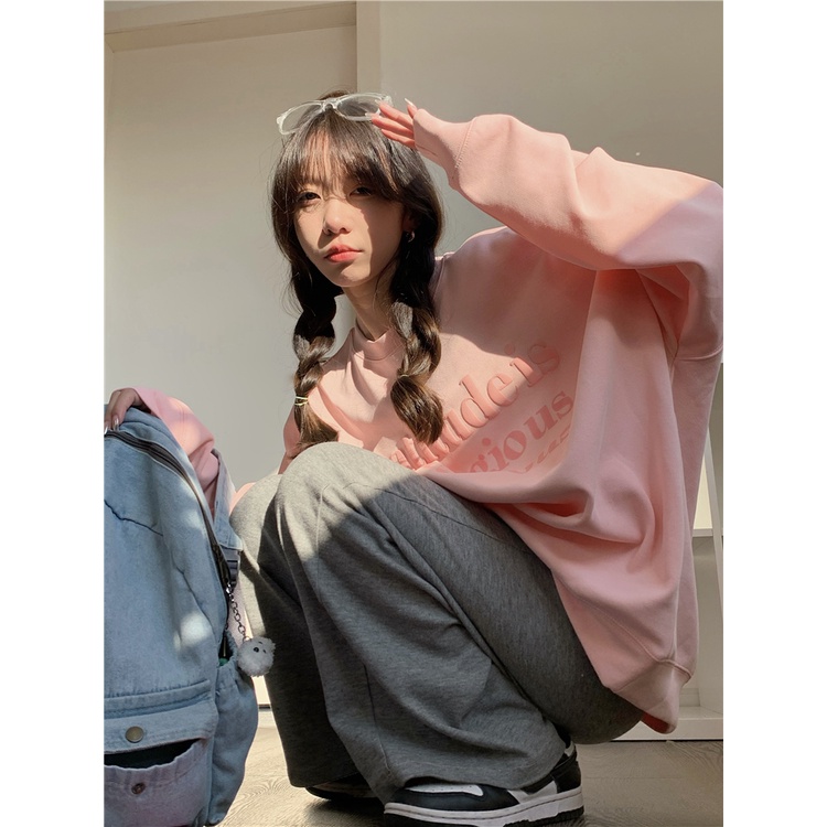 Áo sweater nữ form rộng 2022 chất nỉ đẹp, áo sweater form rộng màu tím, be, vàng hồng unisex nam nữ thời trang quản