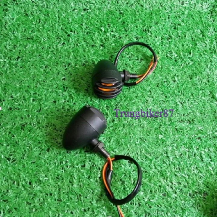 Đèn xi nhan lưới sắt dạng hột vịt độ classic cafe racer