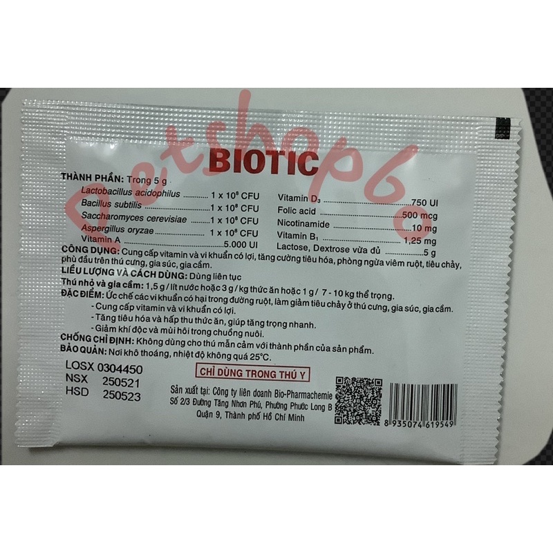 MEN TIÊU HÓA CHO CHÓ MÈO BIOTIC- gói 5g