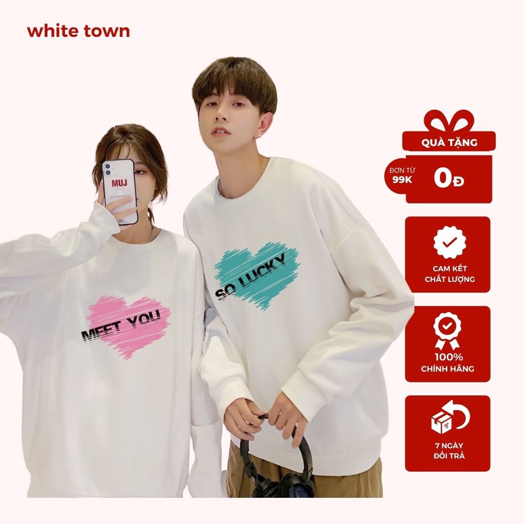 Áo đôi nỉ Sweater Form Rộng Áo Nỉ Bồng Nam Nữ Chuẩn Đẹp Rành Cho Các Tình Yêu Chất Nỉ Bông Hàng Chất Dày Đẹp (AMZ1)