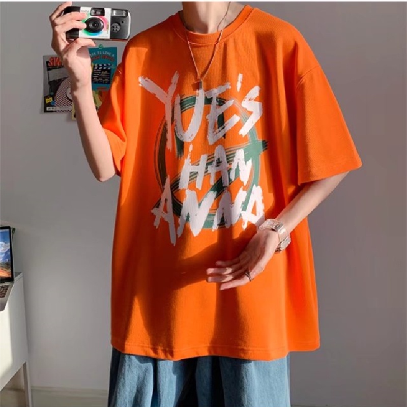 Áo Thun Tay Ngắn Dáng Rộng In Chữ Phong Cách Hàn Quốc Thời Trang Mùa Hè Cho Nam Size M-8XL