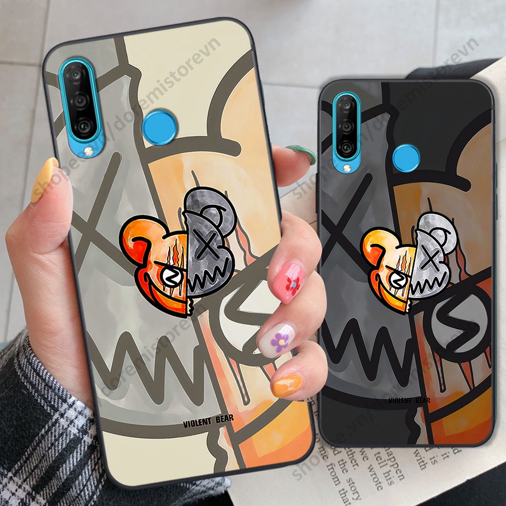 Ốp lưng Huawei Nova 4e / P30 Lite hình kaws, kith, bear brick nổi 3D phong cách độc đáo