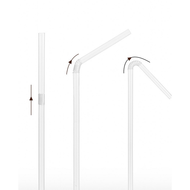 Set 100 Ống Hút Nhựa Trong Suốt Dùng Một Lần Có Thể Uốn Cong Trang Trí Tiệc