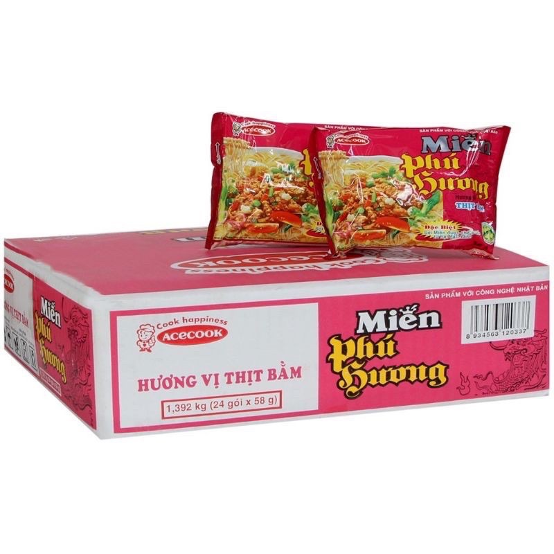 Miến phú hương thùng 24gói vị Sườn heo/ Thịt bằm/ Lẩu thái tôm