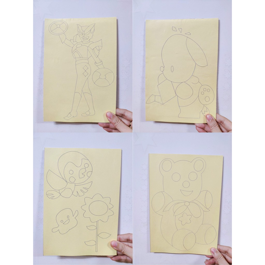 ❤️ Tranh cát cho bé tập tô màu có kèm cát - Size NHỎ 12 x 18 cm