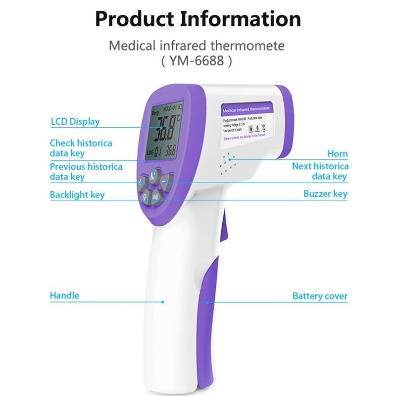 [Tặng Pin]Nhiệt kế hồng ngoại màn hình LCD đo nhiệt độ qua trán không cần tiếp xúc