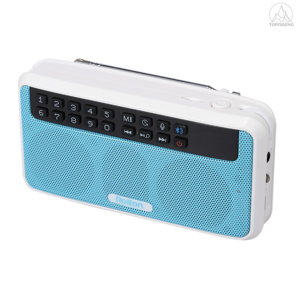 Tfh★Rolton E500 Wireless Bluetooth Speaker 6W HiFi Stereo Music Player Portable Digital FM Radio w/ Flashlight LED Displ