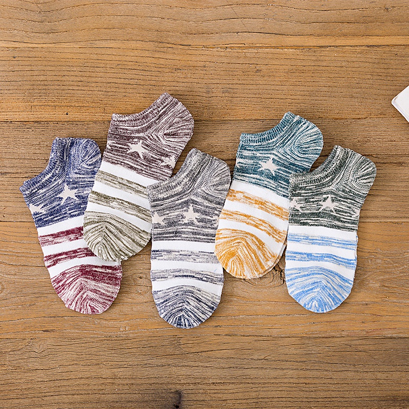 Set 5 đôi tất cotton cổ thấp phong cách đơn giản tiện dụng cho nam