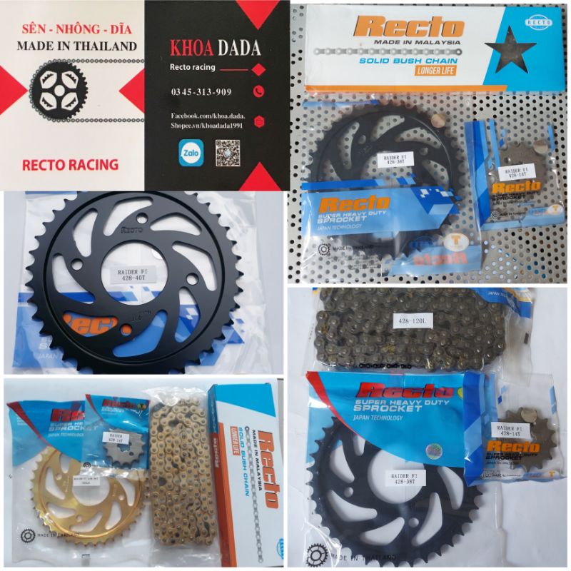 Full trọn bộ nhông sên dĩa raider FI,Satria, Raider xăng cơ Recto, 9ly, sên Malaysia