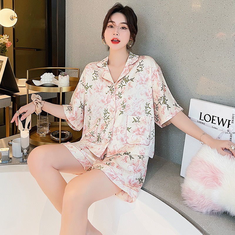 Pijama Lụa Cao Cấp Đồ Bộ Mặc Nhà Ngủ Nữ Chất Lụa Siêu Mềm Mát Mịn