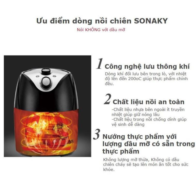 Nồi Chiên Không Dầu Sokany 4.8 Lít HB-8009 - Hàng Chính Hãng (Bảo Hành 12 Tháng)