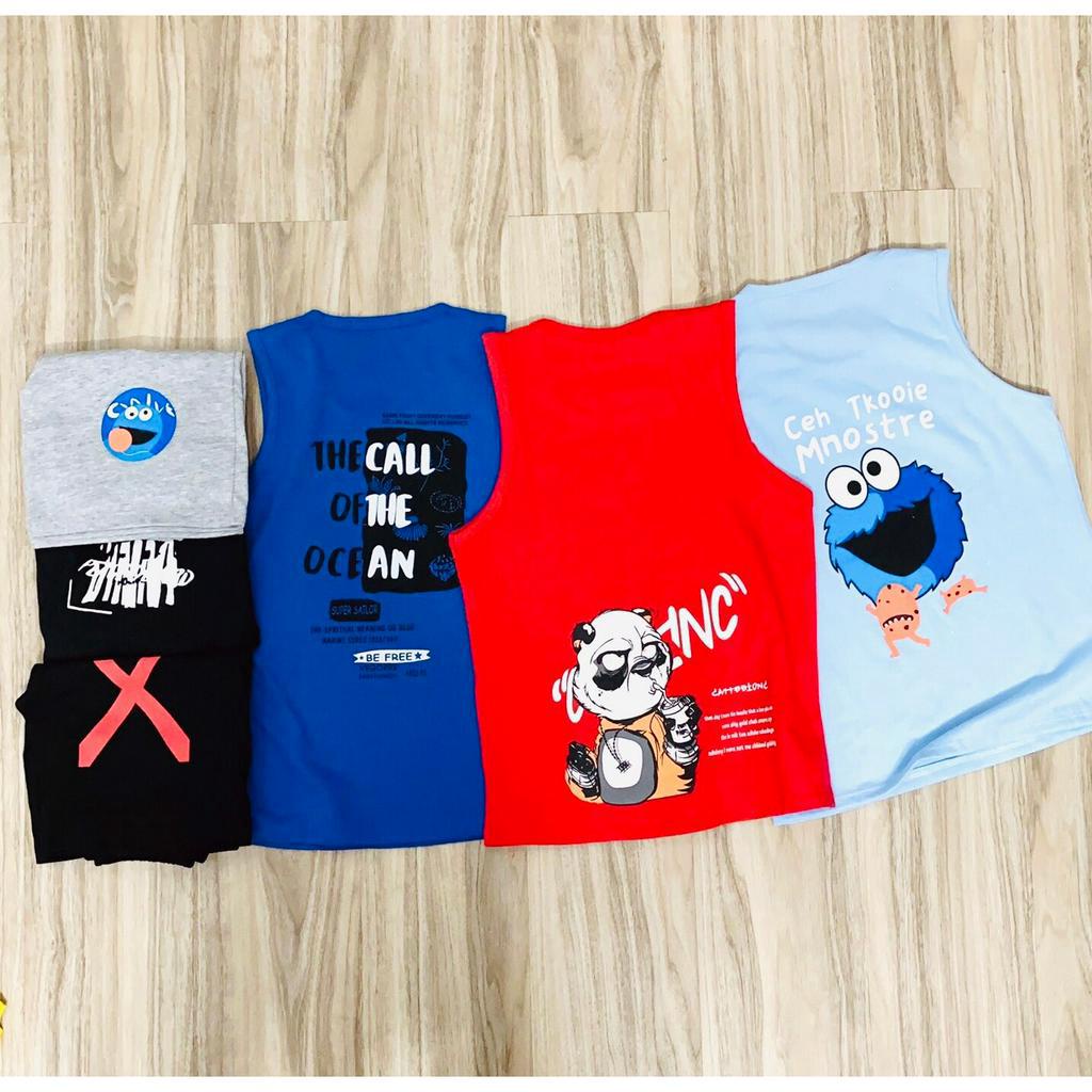 Bộ sát nách bé trai, quần áo bé trai, sét cotton siêu mịn mát 15-49kg