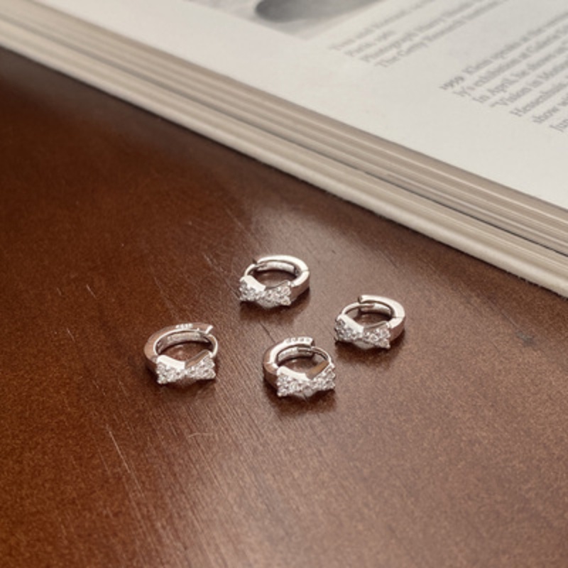 Hoa tai nơ nhỏ Hoa tai kim cương thời trang cao cấp hàn quốc