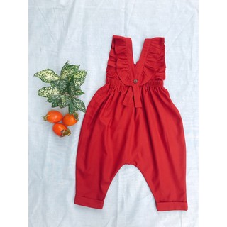 Body jum linen đỏ bé gái