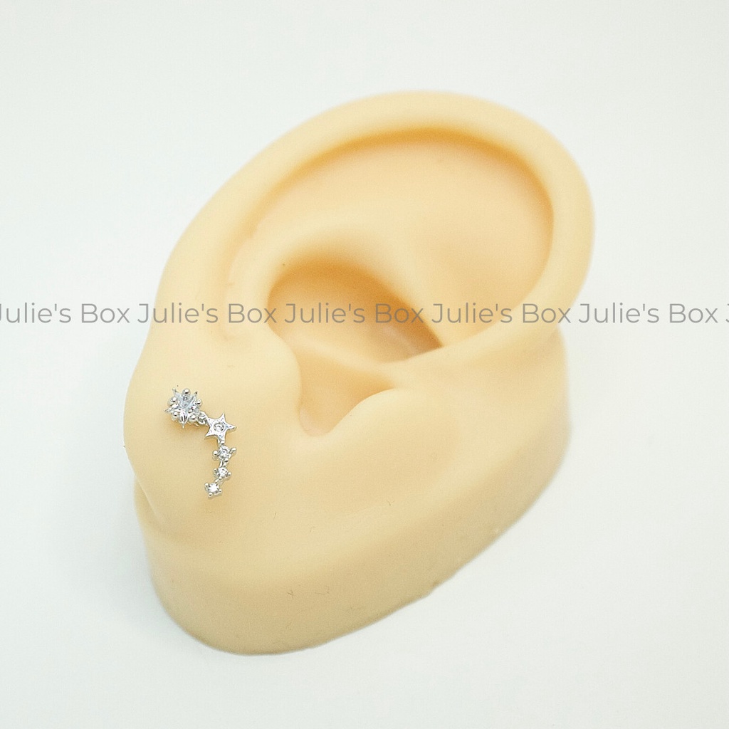 [1 Chiếc] Khuyên Tai Vành Bolide Tai Xỏ Nam Nữ Hình Unisex Titanium Không Đen Không Ngứa Không Dị Ứng julies box