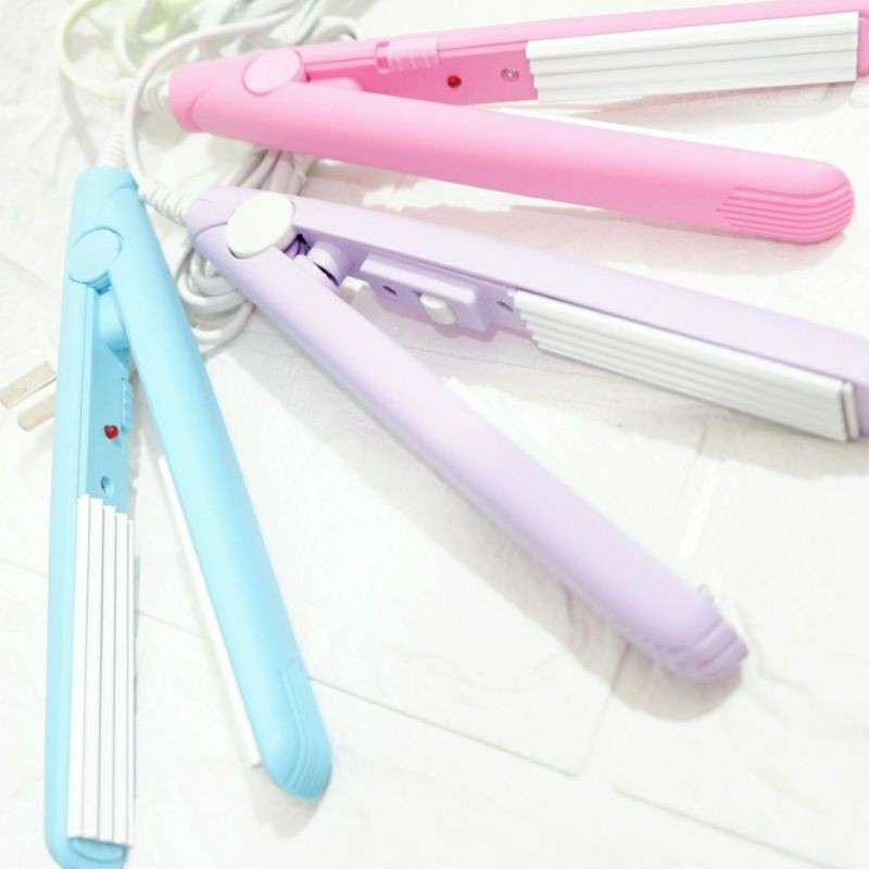Máy là ép tóc , dập xù , uốn sấy mini cute kèm hộp trong suốt ♥️ Bảo hành lỗi 1 đổi 1