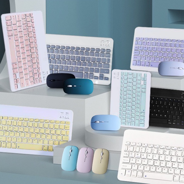 ✒✉Combo chuột và bàn phím bluetooth không dây size mini cho iPad, iPhone, Laptop, Macbook điện thoại Android pin sạc