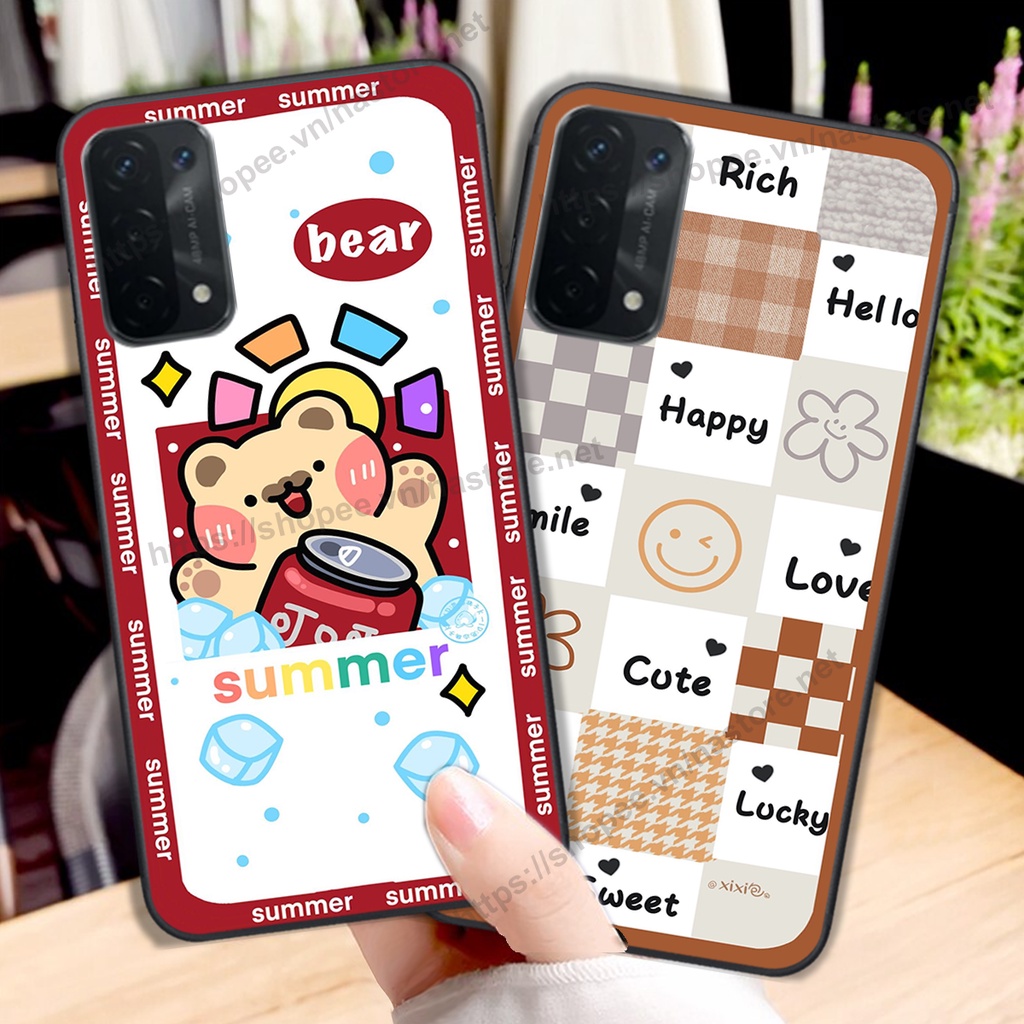 Ốp lưng Oppo A54 / A55 4G / A55 5G trái tim hình gấu cute cá tính, giá rẻ, cực bền