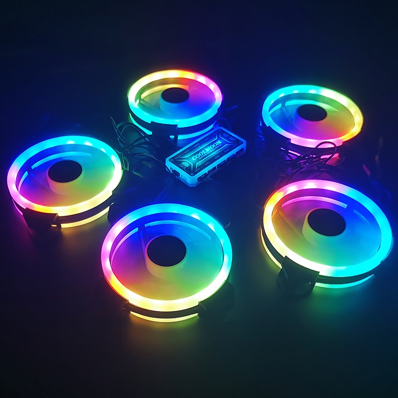 [ Bán Lẻ ] Quạt Tản Nhiệt RGB, Fan Case Coolmoon V2, Y1, U1, M1 - Fan Case 12cm Kèm Ốc