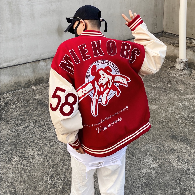 Áo Khoác Bóng Chày Thêu Chữ Phong Cách Retro Mới