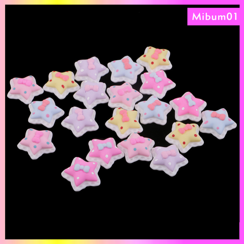 20 Pieces Lots Mixed DIY Flatbacks Resin Flat Back Kawaii Five-pointed Stars Cabochon Buttons Scrapbooking Slime