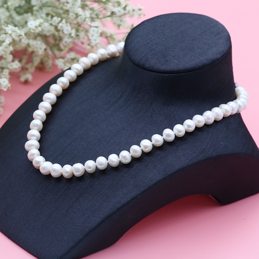 Chuỗi ngọc trai tự nhiên cao cấp cổ điển DB3904 hạt to tròn khóa bạc 925 - Bảo Ngọc Jewelry