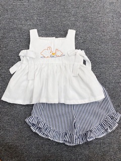 Bộ Mine thêu thỏ bé gái