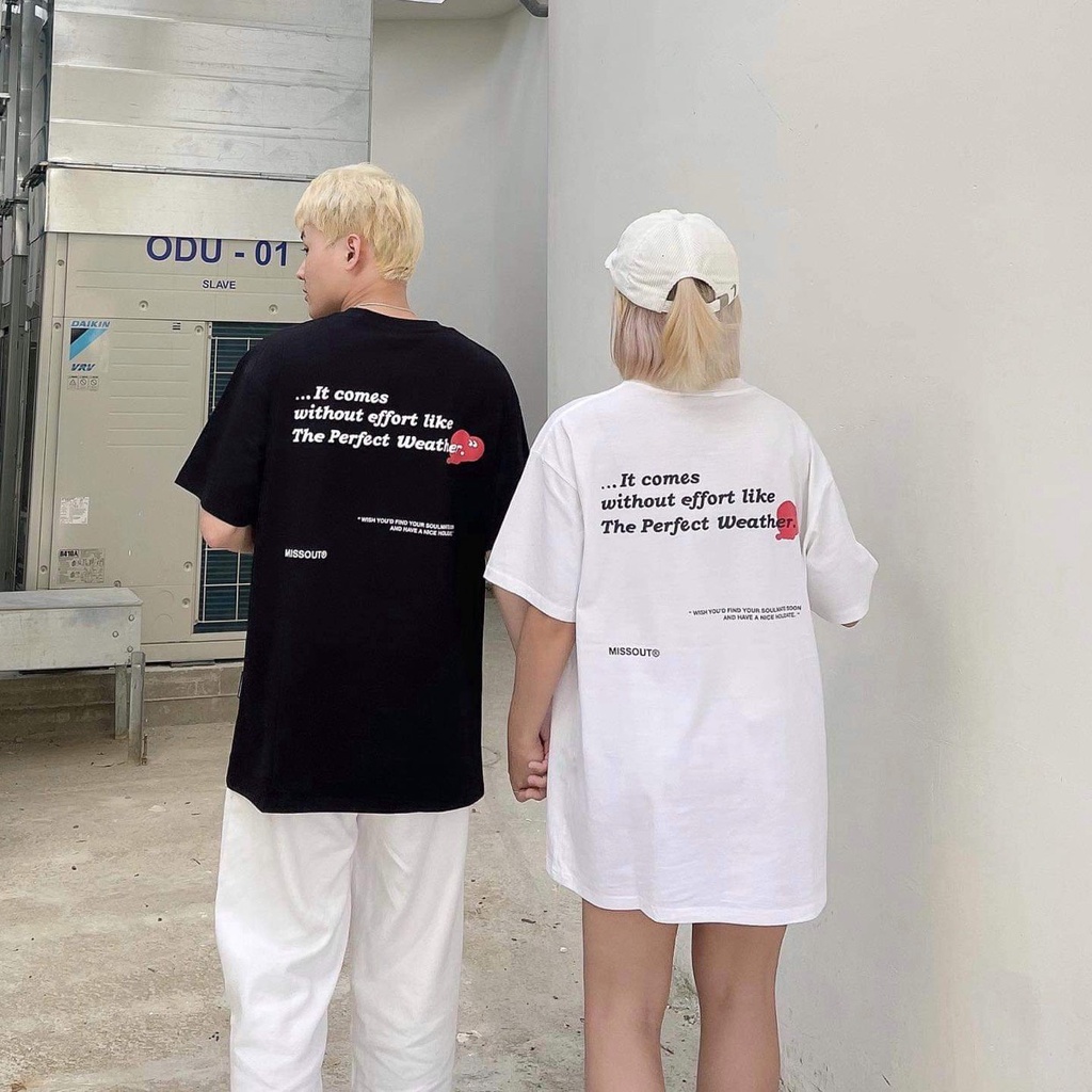 Áo Thun missout love 2 màu nam nữ Full Tag tay cổ