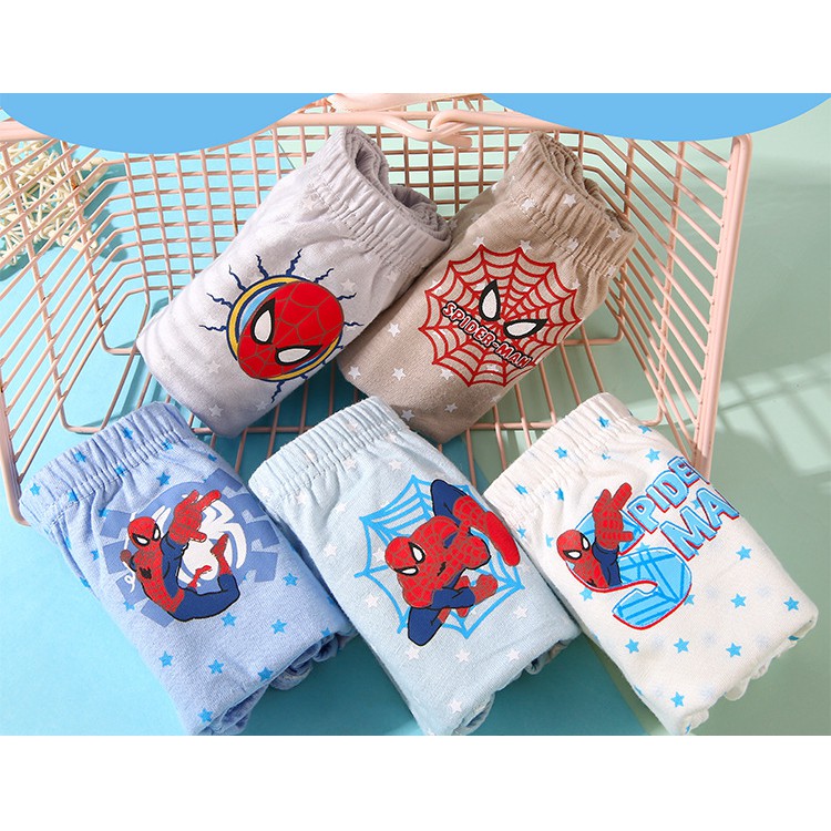 Hộp 5 quần lót bé trai Hàn Quốc 100% cotton mẫu Người Nhện SpiderMan