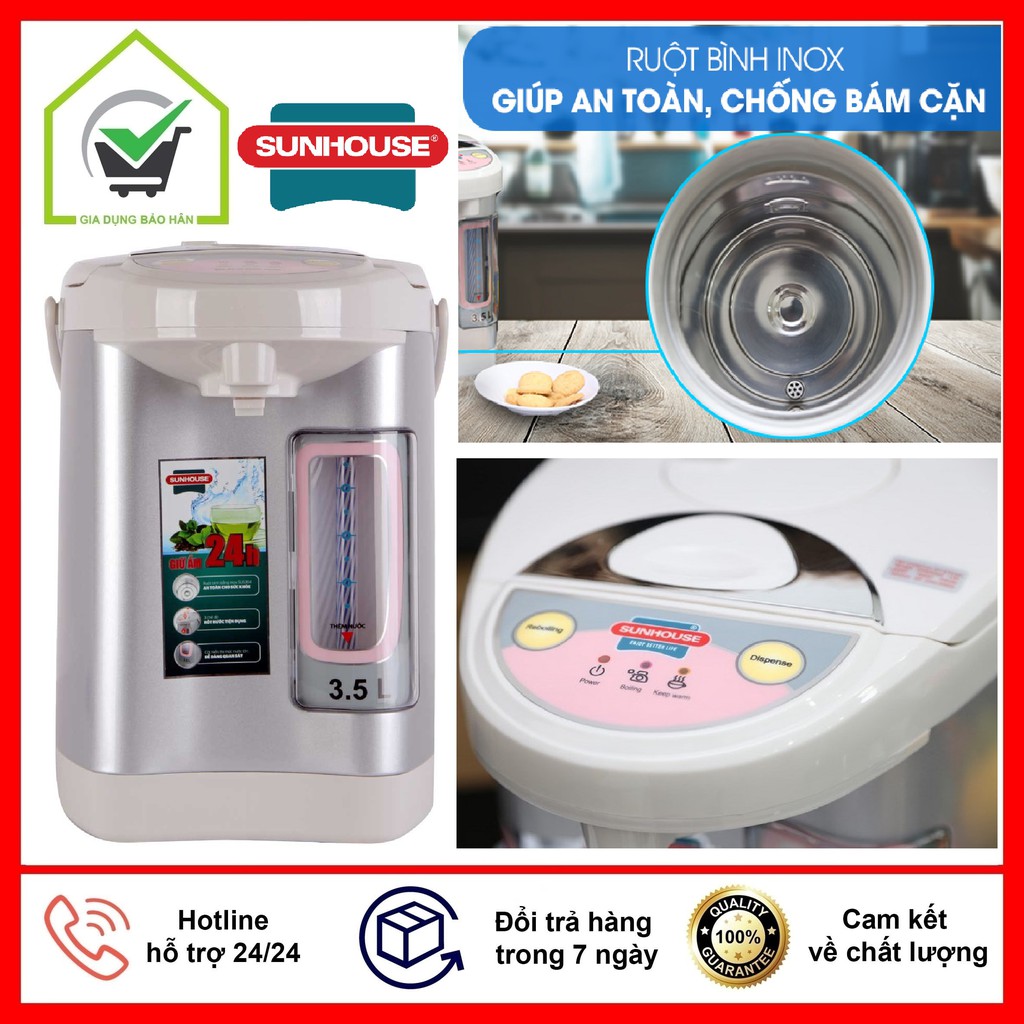 Bình Thuỷ Điện Cao Cấp Sunhouse SH1535 Dung tích 3.5 Lít - BH Chính Hãng 12 Tháng