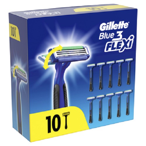 Hộp 10 Dao Cạo Râu Gillette Râu Dùng 1 Lần Gillette Blue 3 Flexi