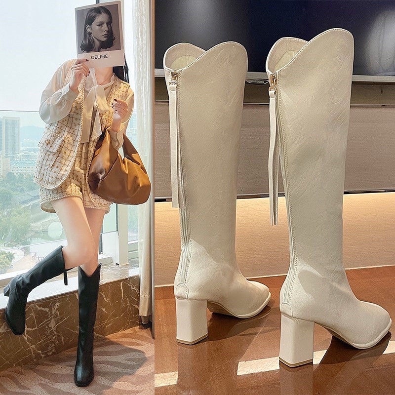 SẴN MÀU KEM BỐT NỮ CỔ V ĐẾ CAO 7P KHOÁ SAU