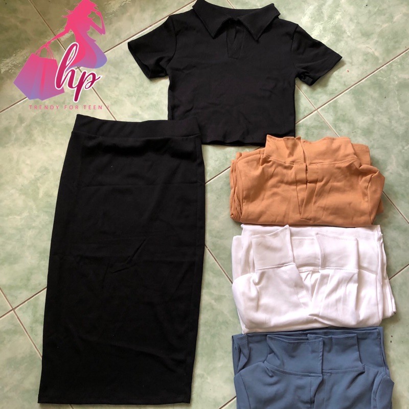 [Mã WAMT1505 giảm 10K đơn 0K] Set đầm váy body kèm áo croptop cổ bẻ mới 2021 | BigBuy360 - bigbuy360.vn