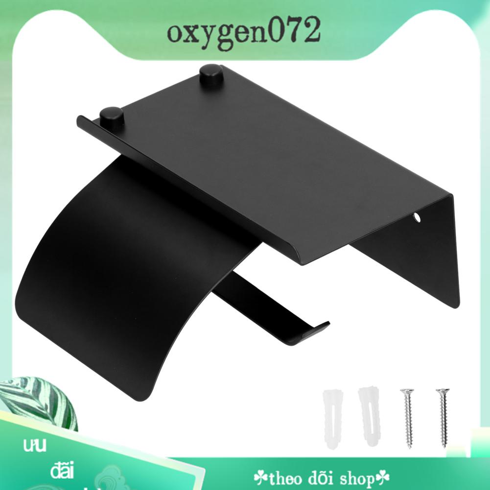 Giá Đỡ Cuộn Giấy Vệ Sinh Bằng Thép Không Gỉ Màu Đen Chống Nước Kèm Kệ Để Giấy Vệ Sinh