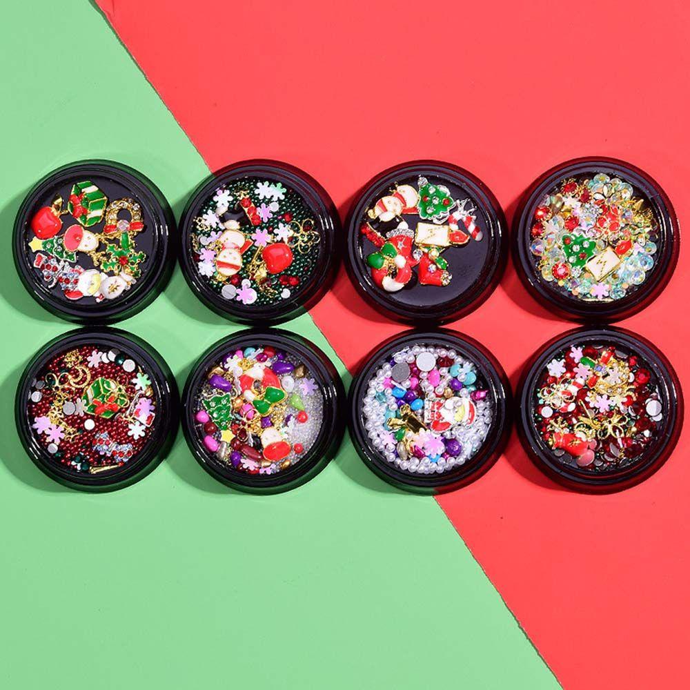 MOCHO Vớ Đính Kim Sa Hình Hoa Tuyết &amp; Chuông Giáng Sinh Trang Trí Móng Tay DIY