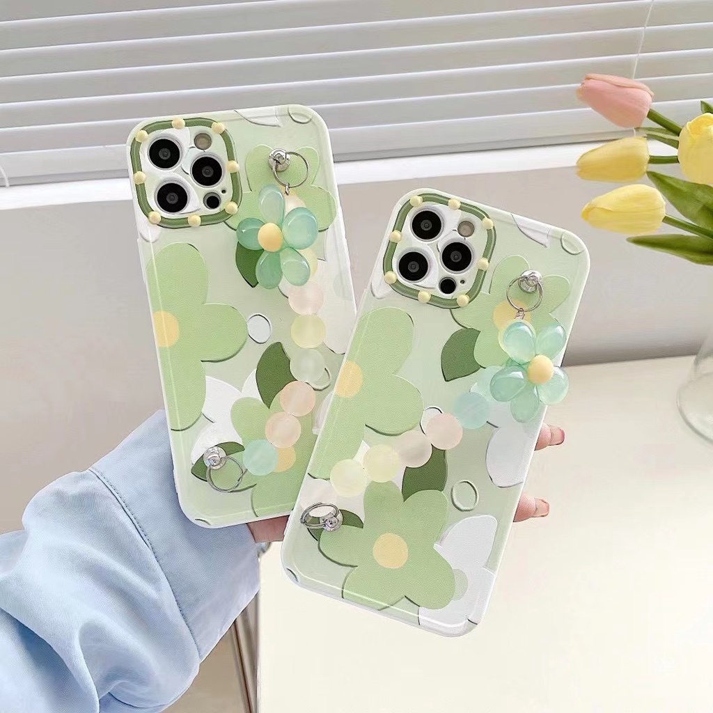 Ốp điện thoại họa tiết hoa lan xinh xắn kèm dây đeo thích hợp cho Iphone 12 Pro Max 11 Pro Max Xs Max Xr X 7 8 Plus