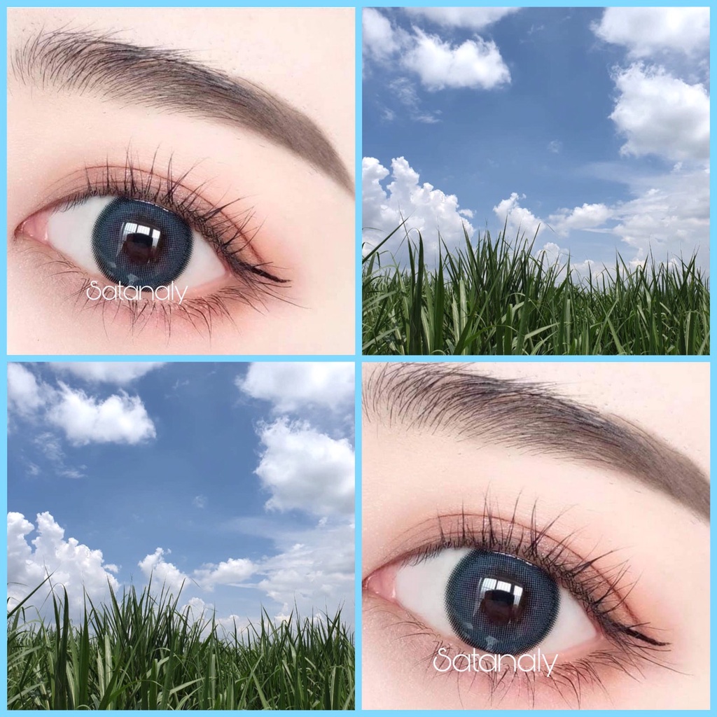 Kính áp tròng Blue - Lens xanh tây giãn vừa tự nhiên (Dòng lens 1 năm)