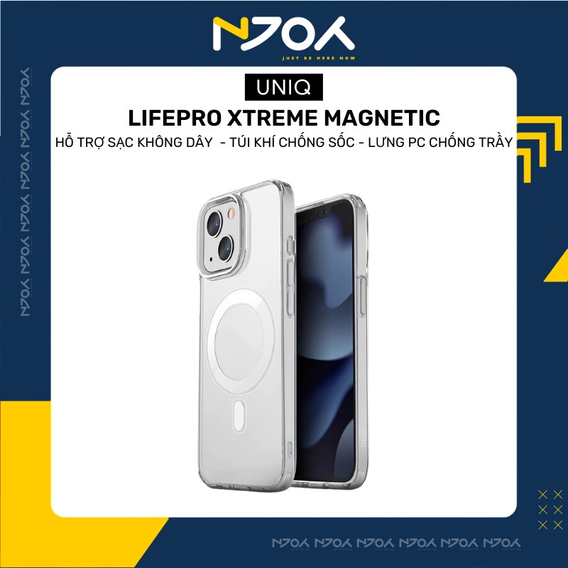 Ốp Lưng Cao Cấ Hỗ Trợ Sạc Không Dây Trong Suốt Chống Sốc Cho Điện Thoại IP13 UNIQ LifePro Xtreme Njoyshop