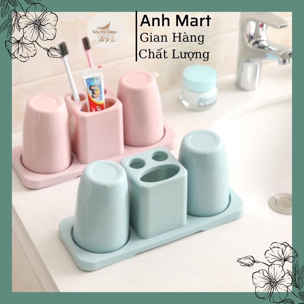 Bộ cốc đựng bàn chải kem đánh răng Anh Mart , set đồ dùng nhà tắm ( chọn màu ngẫu nhiên )