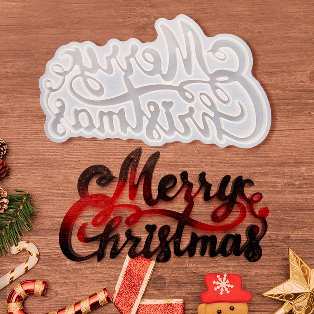 YIYU Khuôn Silicone Làm Đất Sét Tạo Hình Chữ Merry Christmas Độc Đáo Tiện Dụng